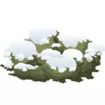 Imagen vectorial de arbusto cubierto de nieve