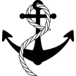 Ship anchor with rope vector image