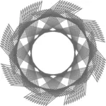 Vektor ClipArt av böjda linjer i rund cirkel mönster