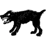 Vector drawing of silhouette of a angry dog