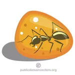 Ant in amber vector illustration