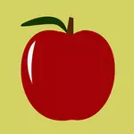 Vector image of shiny red symmetrical apple
