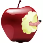 Vector illustration of worm in an apple