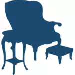肘掛け椅子とテーブルのシルエット ベクトル画像