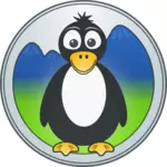 Penguin in mountains vector logo
