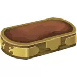 Vector de la imagen del recipiente de tierra marrón con decoración de oro