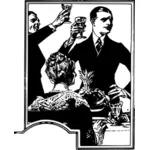 Vector image of men toasting