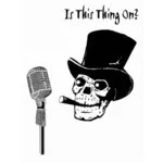 Skeleton head with microphone vector image