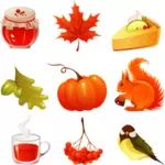 Vektorbild av urval av höstens ikoner set