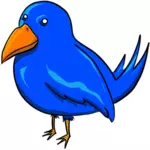 Blue bird with strange eyes and a big yellow beak vector clip art