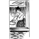 Grafica vectoriala de scriitor de femeie în căutarea fereastră