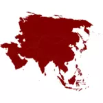 アジアのベクトル図の着色された地図