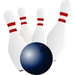 Bowling pins e disegno vettoriale di palla da bowling