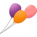 Drei fliegende Ballons auf ein Blei-Vektor-Bild