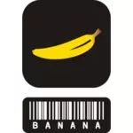 Ilustracja wektorowa dwuczęściowy naklejki dla bananów z kodem kreskowym