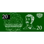 Illustrazione vettoriale di venti dollari banconota