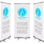 Vector clip art of three roll-up banners