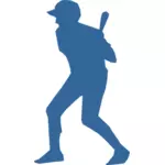 בתמונה וקטורית צללית של שחקן בייסבול