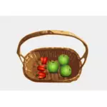 Clip-art vector da cesta com maçãs e pimentões