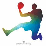 لاعب كرة السلة يسجل صورة ظلية
