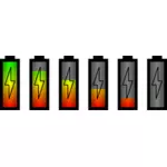 Ilustraţie vectorială de set de pictograme de stare nivel baterie diferite