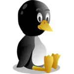 Vector de la imagen de sentado y sudando pingüino