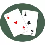 Aces of heart and and clubs playing cards vector graphics