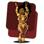 Vector drawing of belly dancer in gold-coin costume