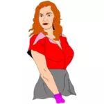 Vector image of man looking woman in red shirt