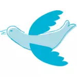 Vapaakätinen piirustus lentävästä sinisestä linnusta