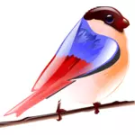 Imagem vetorial de pardal colorido em um galho de árvore