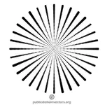Black radial halftone pattern vector