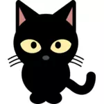 Vektor ClipArt-bilder av svart tecknad kattunge