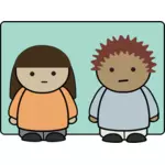 Vector clip art of a boy and a girl