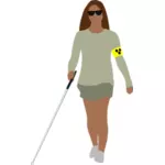 Vektorikuva sokeasta naisesta kävelemässä
