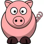 Vektor menggambar kartun babi dengan ekor memutar