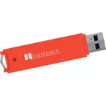 Vector illustration of red USB memory stick with strap holder