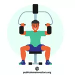 Bodybuilder che pompa i muscoli
