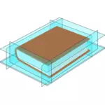 3D bok i blått glass tilfelle