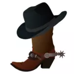 Cowboy boot och hatt vektorgrafik
