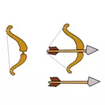 Лук и стрелы, сделанные для игры векторное изображение