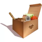 Ilustração em vetor de caixa de papelão cheia de lixo