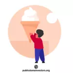 Anak laki-laki memegang es krim besar