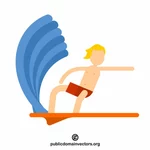Băiat pe o placă de surf