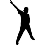 Silhouette vector image of boy dancing