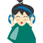 Boy with headphone vector clip art