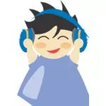 Boy with headphone vector drawing