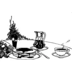 Vector drawing of breakfast set