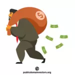 Liikemies kantaa pussia rahaa