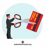 Businessman cutting a credit card